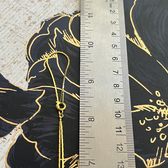 Vintage Elegant MOP Gold & Cream Pendant Necklace - Enamel Leaf Accents - Picture 5 of 7